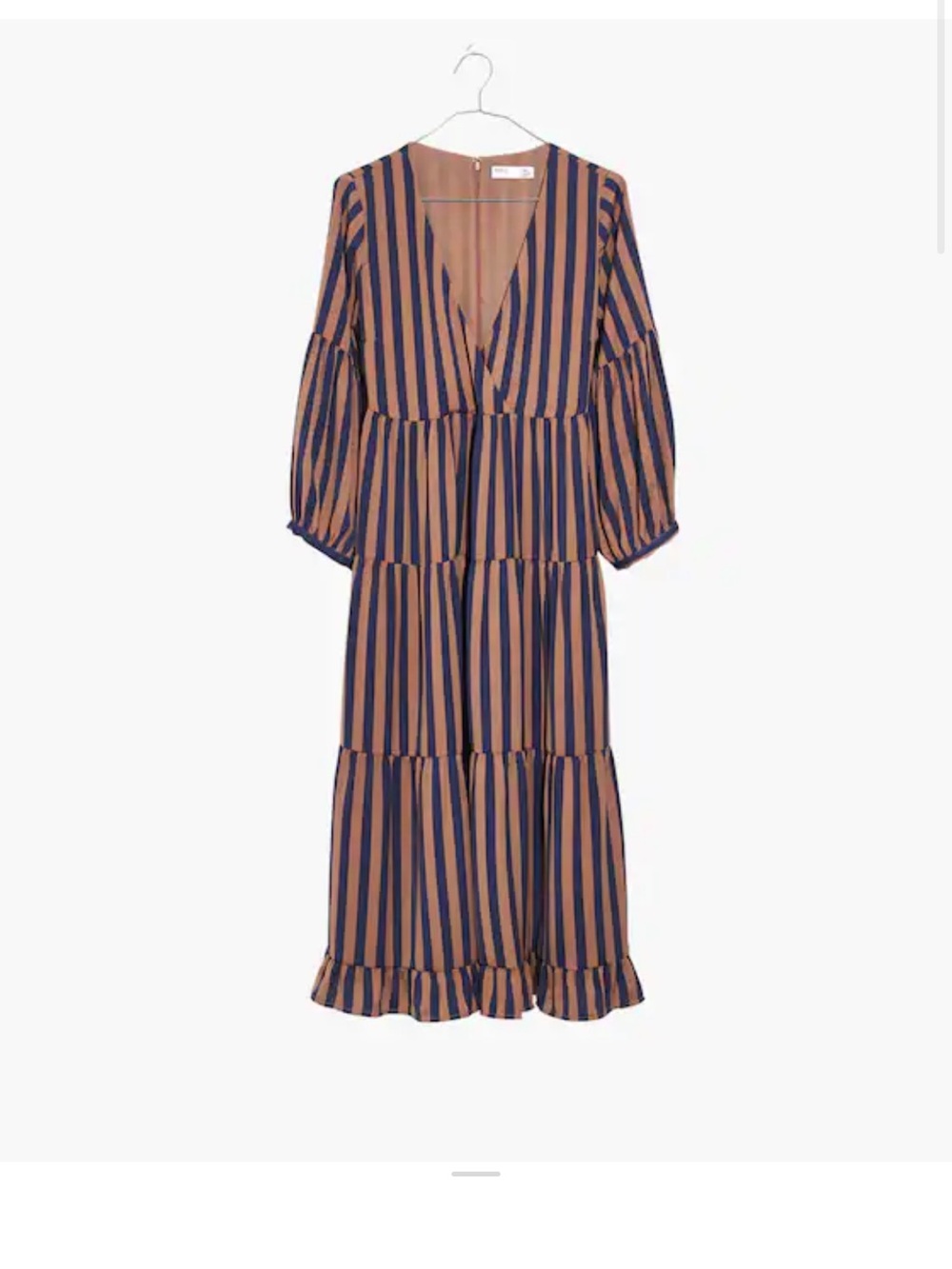Madewell Brown and Navy Striped Tiered Maxi Dress
